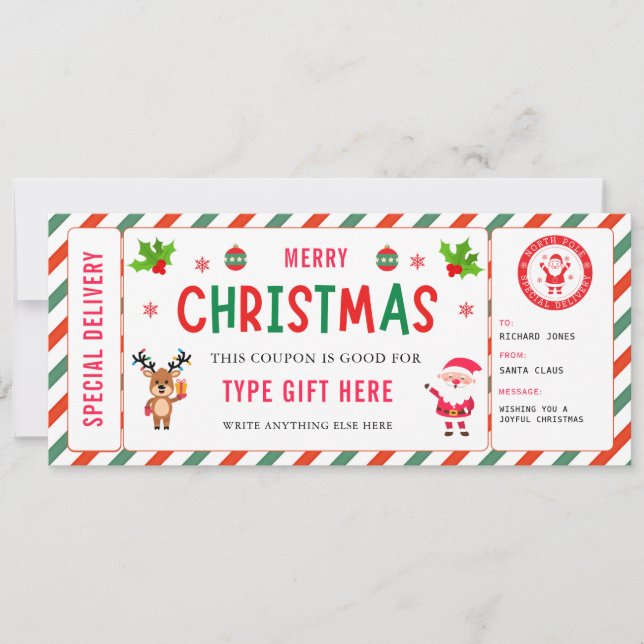 Convite Certificado de Cupom de Natal Rudolph Santa (Frente)