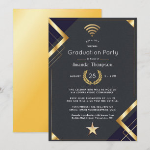 Convite Certificado de Festa de Graduação Virtual Black &