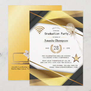 Convite Certificado de Festa de Graduação Virtual Elegante