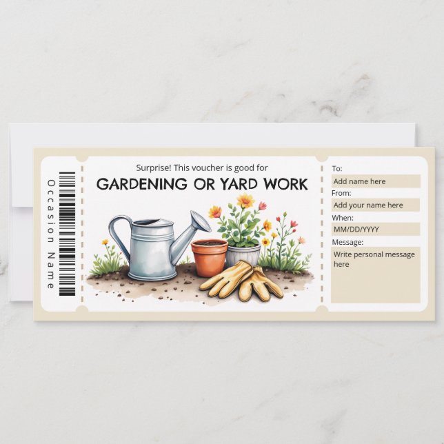 Convite Certificado de Jardinagem e Trabalho de Jardim (Frente)