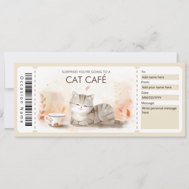 Convite Certificado de Presente de Café Cat para um amante (Frente)