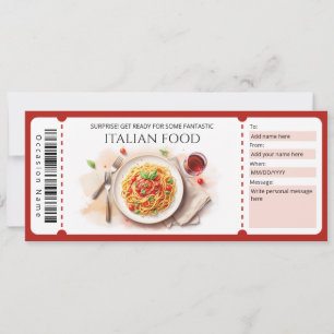 Convite Certificado de Presente de Comida Italiana