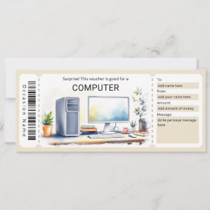 Convite Certificado de Presente de Computador Surpresa