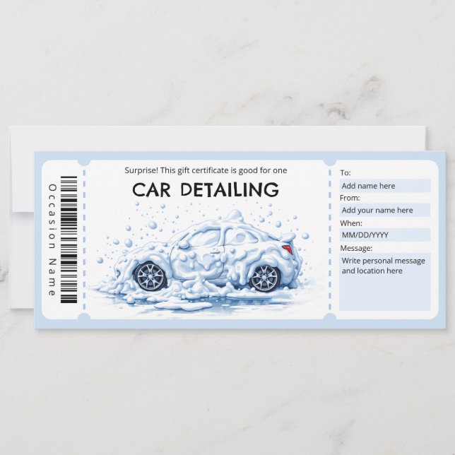 Convite Certificado de Presente de Detalhamento de Carro (Frente)