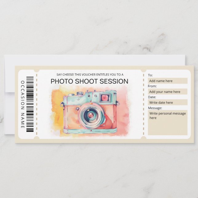 Convite Certificado de presente de fotografia (Frente)