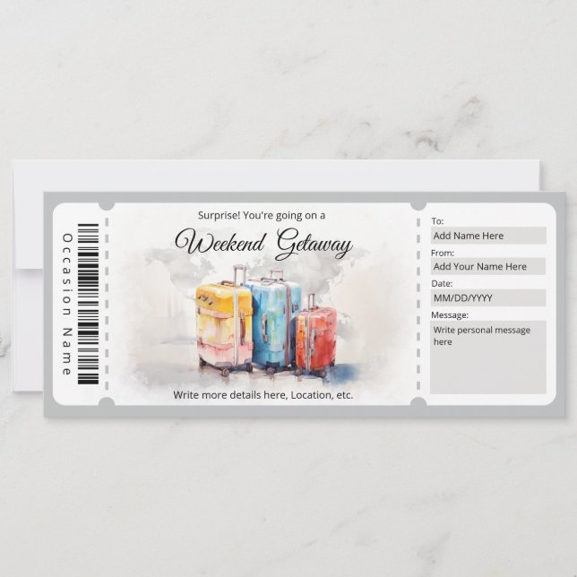 Convite Certificado de Presente de Getaway de Fim de Seman (Frente)