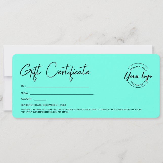 Convite Certificado de Presente de Logotipo Personalizado  (Frente)