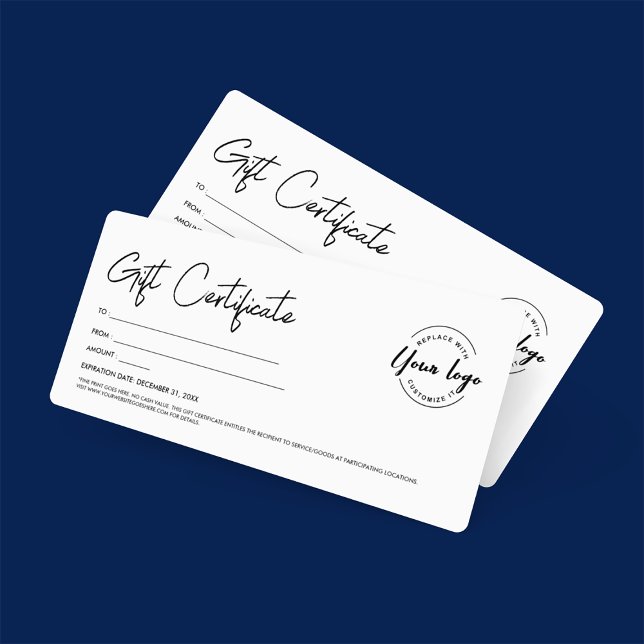 Convite Certificado de Presente de Logotipo Personalizado  (Customizable gift certificate with business logo, digital download and print available.)