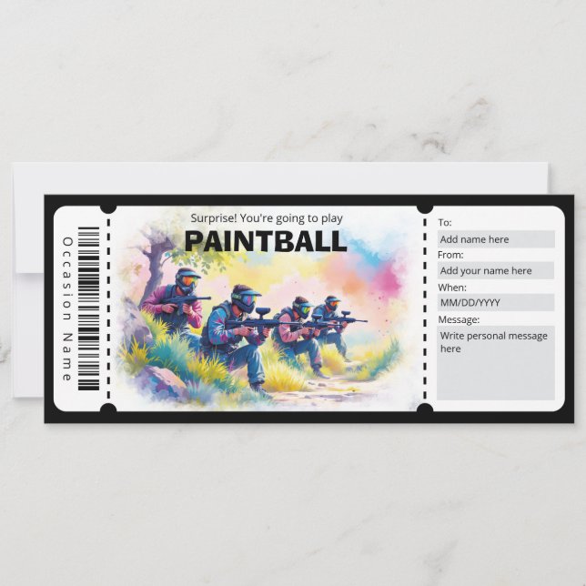 Convite Certificado de Presente de Paintball (Frente)