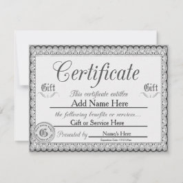 Convite Certificado de Presente de Prata Personalizado par