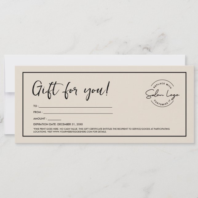 Convite Certificado de Presente de Salão Personalizado Vou (Frente)
