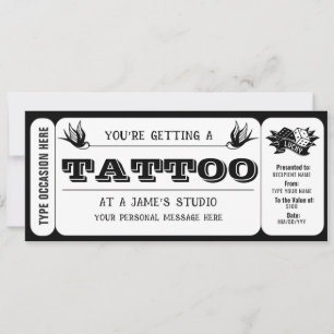 Convite Certificado de Presente de Tattoo Personalizado Mo