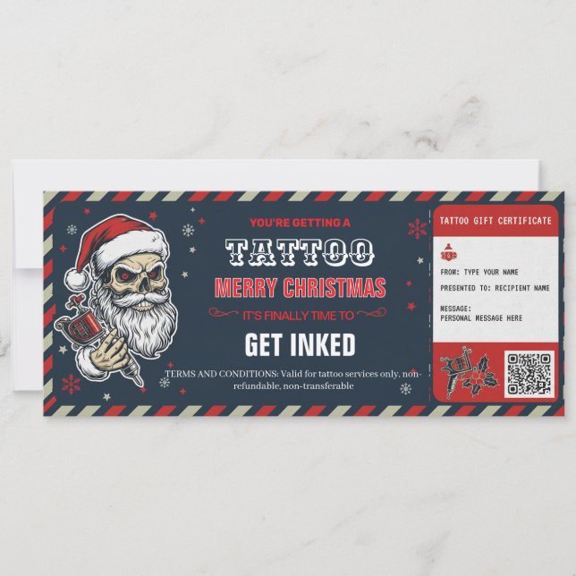 Convite Certificado de Presente de Tatuagem de Natal Cartã (Frente)