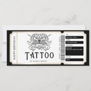 Convite Certificado de Presente de Tatuagem Personalizada