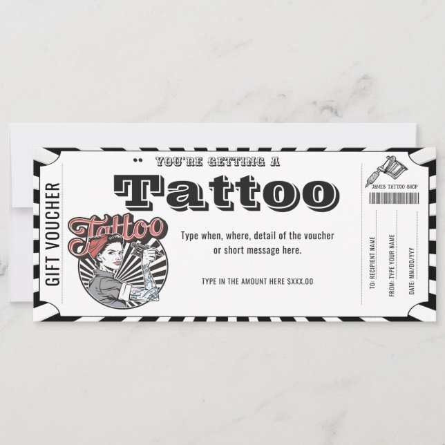 Convite Certificado de presente de tatuagem personalizado  (Frente)
