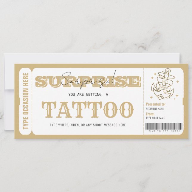 Convite Certificado de presente de tatuagem surpresa perso (Frente)