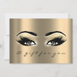 Convite Certificado de Presente Dourado Lashes Maquiagem d