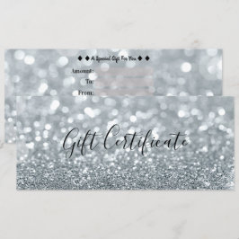 Convite Certificado de Presente Glamour Brilho Prata Branc