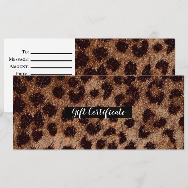 Convite Certificado de Presente Leopardo Guepardo Brilhant (Frente/Verso)