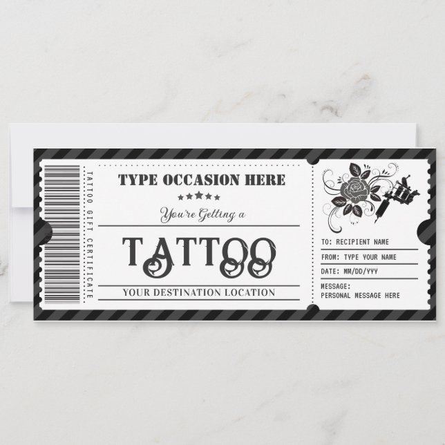 Convite Certificado de Presente Personalizável para Tatuag (Frente)