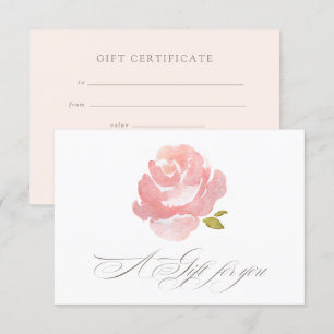 Convite Certificado de Presente Rosa Bege Chic Aquarela