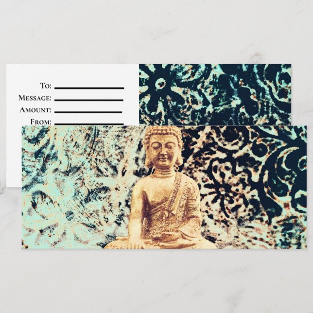 Convite Certificado de Presente Zen Elegante Buda Sentado  (Frente/Verso)