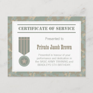 Convite Certificado de Serviço do Exército Agradecimento A