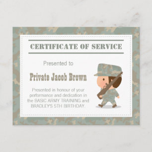 Convite Certificado de Serviço do Exército Obrigado Aniver