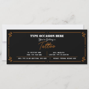 Convite Certificado de Vale-Presente de Tatuagem Pessoal