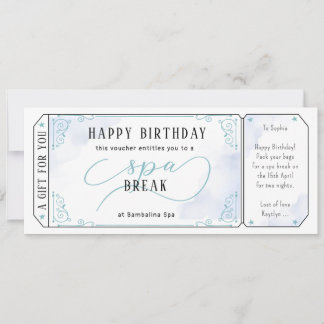 Convite Certificado De Voucher Azul De Massagem De Spa Dia