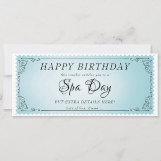 Convite Certificado De Voucher Azul De Massagem De Spa Dia