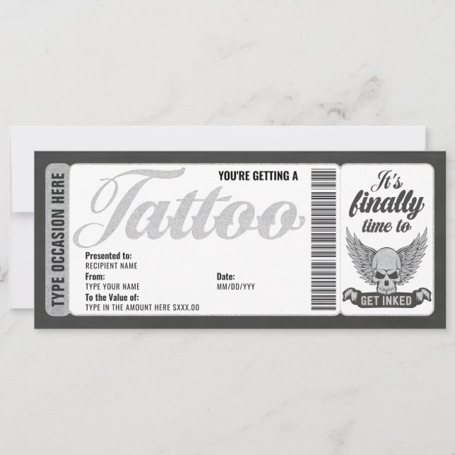 Convite Certificado de Voucher de Tatuagem de Caveira Cart (Frente)