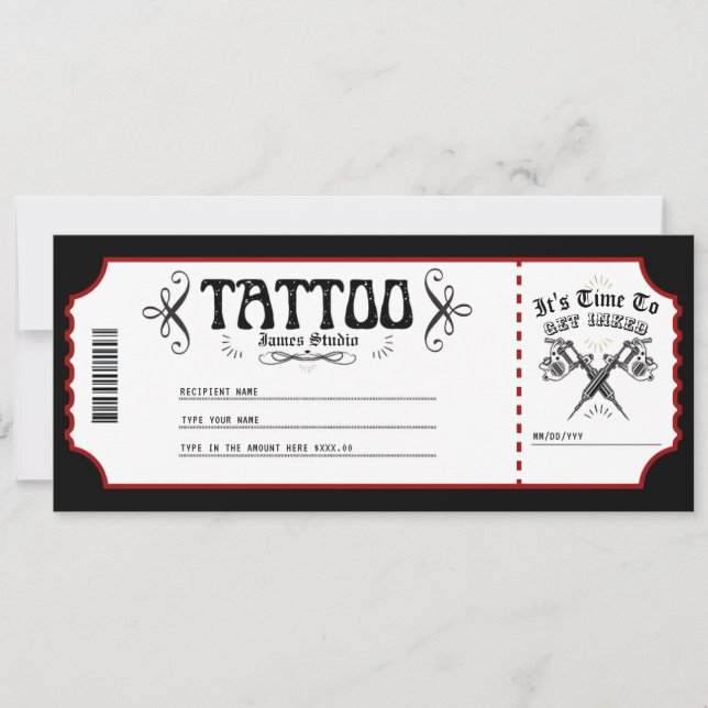 Convite Certificado de Voucher de Tatuagem Pessoal Bilhete (Frente)