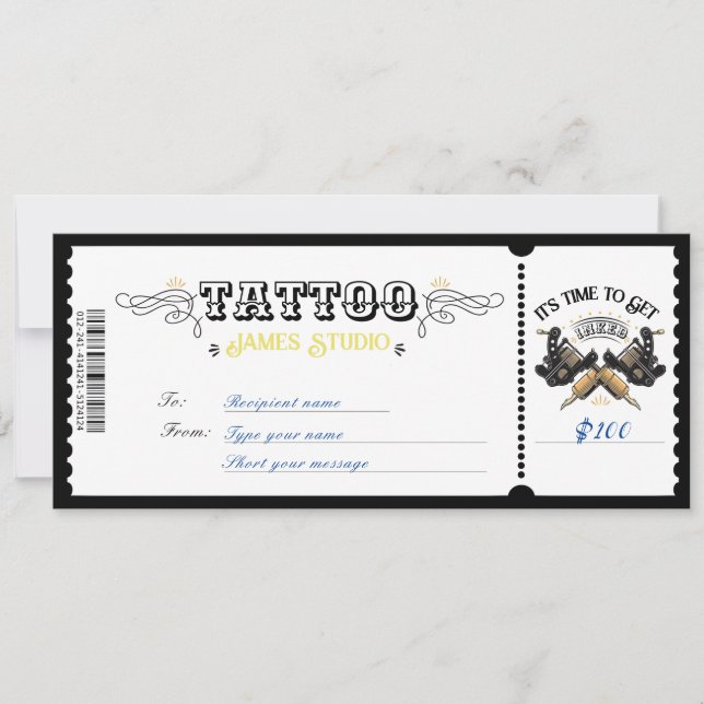 Convite Certificado de Voucher de Tatuagem Pessoal Bilhete (Frente)