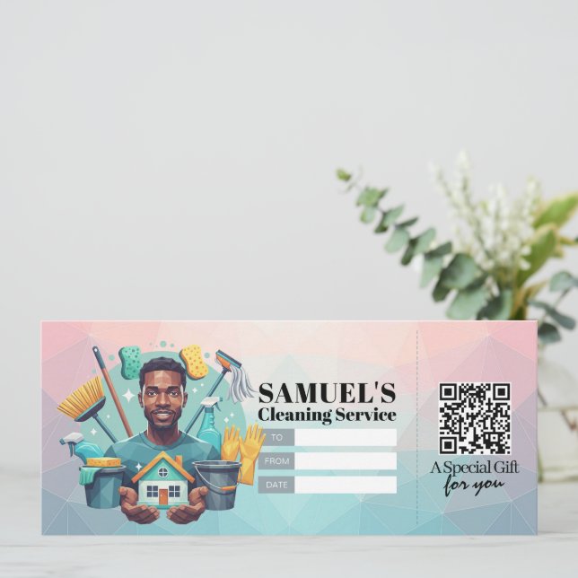 Convite Certificado de Voucher para Serviços de Limpeza de (Em pé/Frente)