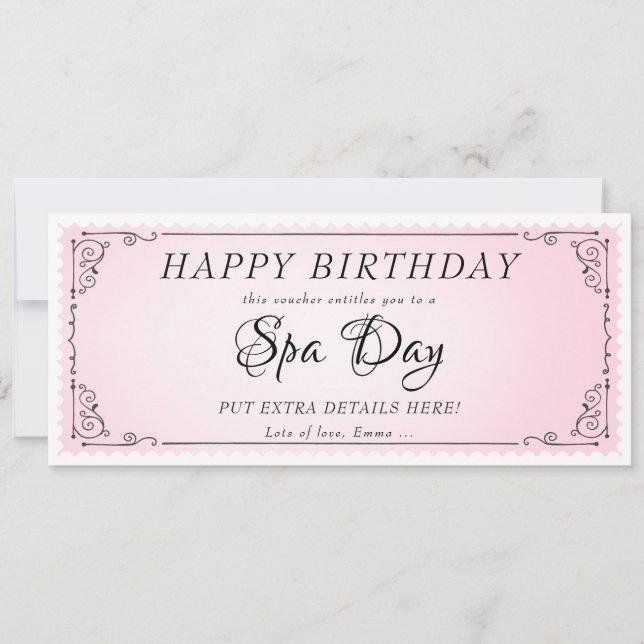 Convite Certificado De Voucher Rosa De Massagem De Dia De  (Frente)