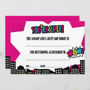 Convite Certificado do super-herói, diploma