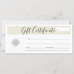 Convite CERTIFICADO GIFT título comercial elegante marfim