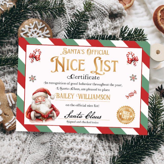 Convite Certificado Nice de Papais noeis aprovados, verifi (nice certificate official nice list Santa Claus instant download printable)
