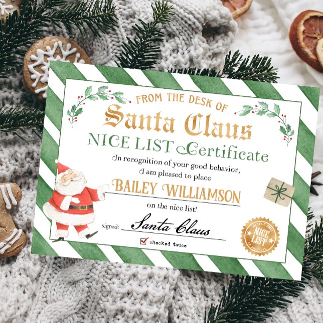 Convite Certificado Nice do selo de aprovação do Papai noe (Nice list approved seal of approval authentic Santa Nice List Certificate)
