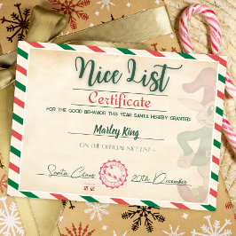 Convite Certificado oficial da lista dos bons do Papai Noe