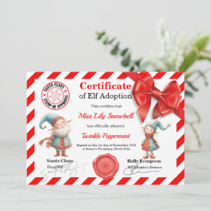 Convite Certificado Oficial de Adoção de Elfo do Polo Nort