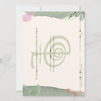 Convite Certificado Reiki de Primeiro Grau