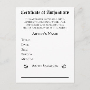 Convite Certificados de Autenticidade Artistas e Varejista
