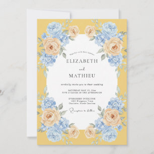 Convite Cerúleo Pétala de Ouro Casamento