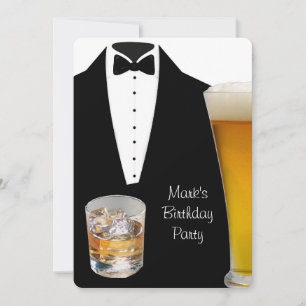 Convite Cerveja de Aniversário de Smoking Uísque Escocês