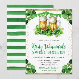Convite Cerveja em Pintes de Aquarela St Patrick's Doze An
