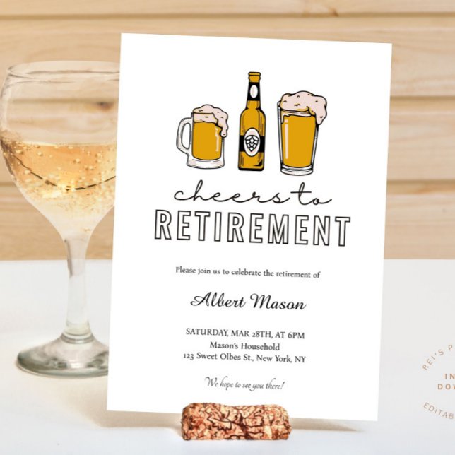 Convite Cerveja Moderna Para a Aposentadoria (• Retirement party • Casual celebration • Beer themed party • Office retirement • Dad retirement par)