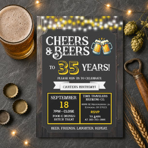 Convite Cervejaria Aniversário Aplausos e Cervejas para 35