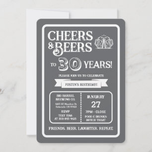 Convite Cervejaria Pub Aniversário de 30 Anos com Chopes e